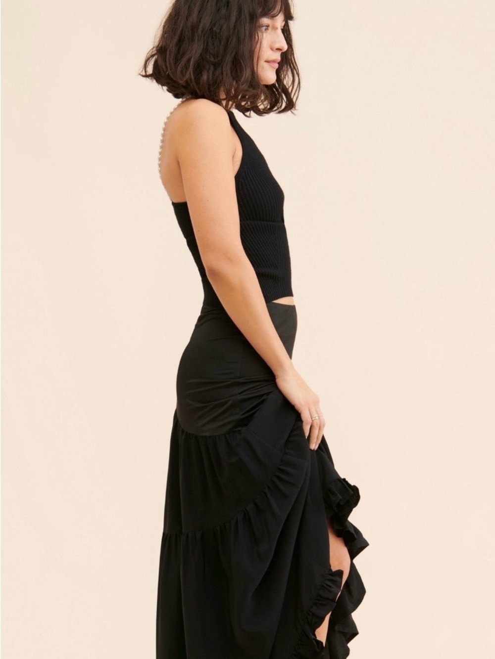 Anthropologie Muche et Muchette Black Tiered Maxi Skirt Size M/L